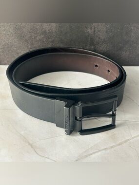 Guess Black and Brown Reversible Leather Belt
